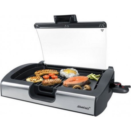 Ste4011833301055 Steba 064900 vg200 grill de table bbq - 2200 w - grande surface de cuisson 40x29cm - noir et verre Ste401183330